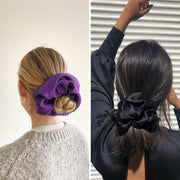 シュシュ 大きめ ヘアゴム レディース 女性 ヘアアクセサリー 髪飾り まとめ髪 ヘアアレンジ ボリューム サテン風 単色 無地 おしゃれ 存在感 かわいい