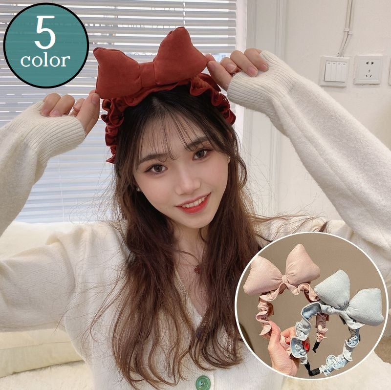 カチューシャ レディース ヘアアクセサリー 髪飾り 髪留め ヘアアレンジ リボン 大きめ フリル ガーリー 可愛い おしゃれ 女性用 女の子 お出掛け
