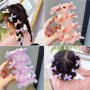 ヘアクリップ 子供用 キッズ 同色10個セット リボン チュール生地 ヘアアクセサリー ヘアピン 髪留め 髪飾り ヘアアレンジ 透け感 おしゃれ かわいい ギフト プレゼント 贈り物 子ども こども  ピンク イエロー ブルー パープル パステルカラー