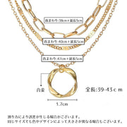 ネックレス アクセサリー 3連 レディース 女性 婦人 重ね付け風 鎖風 くさり風 リング付き ロープチェーン上品 きれいめ かわいい おしゃれ ギフト 記念日 誕生日 プレゼント 贈り物 デート 女子会 パーティー お呼ばれ ファッション小物 金色 ゴールドカラー