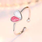 指輪 オープンリング レディース アクセサリー ハート 華奢 細身 シンプル カジュアル かわいい おしゃれ デイリー ピンク ホワイト プレゼント ギフト 贈り物 お祝い 記念日 誕生日 デート 女子会 お呼ばれ お出かけ 普段使い 大人女子 雑貨 ファッション小物 女性 シルバーカラー