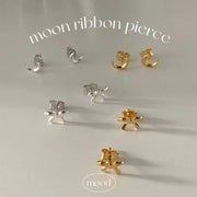 ピアス 韓国 レディース 三日月 リボン シンプル おしゃれ 可愛い トレンド 韓国っぽ キャッチピアス ポストピアス スタッドピアス クレセントムーン