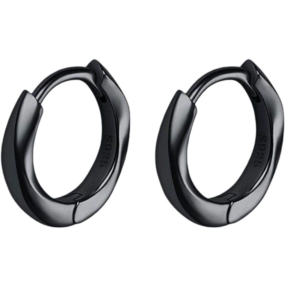 リングピアス 片耳 単品 1個 フープピアス スタッドピアス ウェーブ×ブラック10mm バリエーション画像