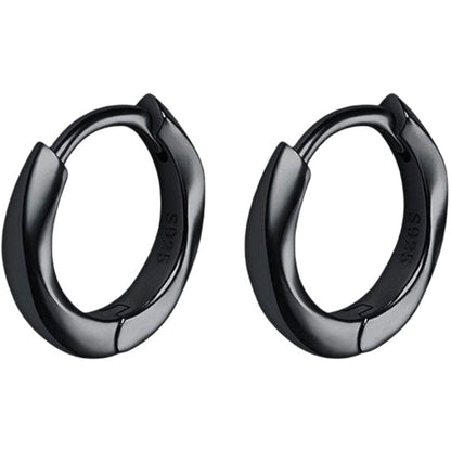 リングピアス 片耳 単品 1個 フープピアス スタッドピアス ウェーブ×ブラック10mm バリエーション画像