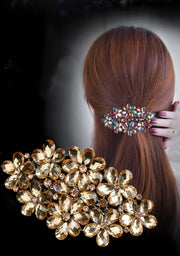 バレッタ レディース 女性 ヘアアクセサリー ラインストーン まとめ髪 髪留め ヘアアレンジ 髪飾り フラワー 花 ハート ヘアクリップ 幅広 かわいい おしゃれ キラキラ 上品 きれいめ お出かけ パーティ 結婚式 二次会 入学式 卒業式 プレゼント ギフト カラフル 紫 金色 青 灰