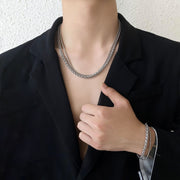 ネックレス 男女兼用 メンズ レディース ユニセックス アクセサリー 2連 チェーン シンプル おしゃれ かっこいい
