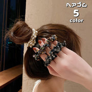 ヘアゴム 髪ゴム 単品 レディース ヘアアクセサリー 髪留め 髪飾り まとめ髪 フェイクパール ラインストーン ヘアアレンジ 女性 キッズ 女の子 子供 派手 可愛い おしゃれ ポニーテール ロングヘア セミロング 普段使い デイリー 外出 お出掛け