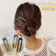 かんざし 簪 ヘアピン ヘアコーム レディース ヘアアクセサリー 髪飾り U字型 無地 シンプル ヒョウ柄 ヘアアレンジ まとめ髪 挿すだけ 簡単 シンプル 夜会巻き ロングヘア セミロング 女性 婦人 誕生日 母の日 プレゼント 贈り物