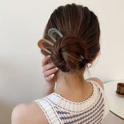 かんざし 簪 ヘアピン ヘアコーム レディース ヘアアクセサリー 髪飾り U字型 無地 シンプル ヒョウ柄 ヘアアレンジ まとめ髪 挿すだけ 簡単 シンプル 夜会巻き ロングヘア セミロング 女性 婦人 誕生日 母の日 プレゼント 贈り物