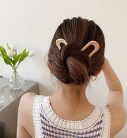 かんざし 簪 ヘアピン ヘアコーム レディース ヘアアクセサリー 髪飾り U字型 無地 シンプル ヒョウ柄 ヘアアレンジ まとめ髪 挿すだけ 簡単 シンプル 夜会巻き ロングヘア セミロング 女性 婦人 誕生日 母の日 プレゼント 贈り物