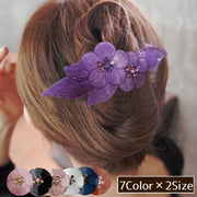 ヘアクリップ サイドバンスクリップ ヘアアクセサリー レディース フラワーモチーフ 花 キラキラ ラインストーン 上品 大ぶり 髪留め 透け感 ヘアアレンジ 髪飾り きれい かわいい オフィス パーティー 華やか ゴージャス 大人 お出かけ おしゃれ 女性