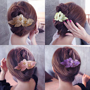 ヘアクリップ サイドバンスクリップ ヘアアクセサリー レディース フラワーモチーフ 花 キラキラ ラインストーン 上品 大ぶり 髪留め 透け感 ヘアアレンジ 髪飾り きれい かわいい オフィス パーティー 華やか ゴージャス 大人 お出かけ おしゃれ 女性