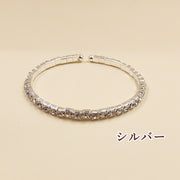 バングル ブレスレット アクセサリー レディース 婦人 ラインストーン シンプル シルバーカラー ゴールドカラー キラキラ 上品 大人 可愛い プレゼント ギフト 贈り物