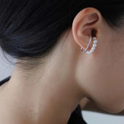 イヤーカフ レディース アクセサリー イヤーカフス 片耳用 ウェアリング パール調 2連風 おしゃれ シンプル 上品 かわいい 華やか ギフト 贈り物 プレゼント 女性用 婦人用 ゴールドカラー シルバーカラー