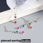 ピアス スタッドピアス ロングピアス 揺れる レディース 女性 アクセサリー ロング チェーン カラフル ラインストーン ゴールドカラー シルバーカラー お洒落 可愛い お出かけ 普段使い デイリー 耳飾り ファッション小物 婦人用 プレゼント ギフト