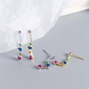 ピアス スタッドピアス ロングピアス 揺れる レディース 女性 アクセサリー ロング チェーン カラフル ラインストーン ゴールドカラー シルバーカラー お洒落 可愛い お出かけ 普段使い デイリー 耳飾り ファッション小物 婦人用 プレゼント ギフト