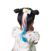 ヘアクリップ 髪留め エクステ付き キッズ 子ども 子供 女の子 ヘアアクセサリー カール ウェーブヘア 巻き髪 ゆる巻き 部分ウィッグ リボン ユニコーン グラデーションカラー キュート かわいい ガーリー ポップ カジュアル 華やか