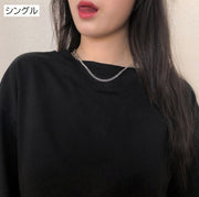 ネックレス レディース 女性用 アクセサリー チェーン ごつめ 太め 重ね付け風 二連 チャーム付き シルバーカラー おしゃれ カジュアル プレゼント ギフト 贈り物 シンプル 婦人用 銀色