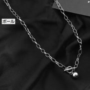 ネックレス レディース 女性用 アクセサリー チェーン ごつめ 太め 重ね付け風 二連 チャーム付き シルバーカラー おしゃれ カジュアル プレゼント ギフト 贈り物 シンプル 婦人用 銀色