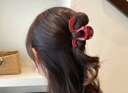 ヘアクリップ バンスクリップ レディース 女性 婦人 大人 髪留め 髪飾り ヘアアクセサリー ウェーブ型 黒 赤 琥珀色 ヒョウ柄 おしゃれ カジュアル シンプル お出かけシーン