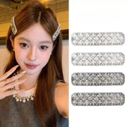 ヘアピン 2個セット パッチン留め レディース ラインストーン ビジュー 細長型 前髪 サイド 髪留め ヘアアレンジ パーティー