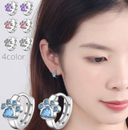 フープピアス レディース アクセサリー リングピアス 耳飾り ラインストーン 肉球 シルバーカラー 女性用 婦人用 可愛い おしゃれ 誕生日 記念日 プレゼント 贈り物 ギフト 服飾小物 外出 お出掛け クリスマス