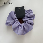 シュシュ ヘアゴム ヘアアクセサリー レディース 女性用 ラインストーン 髪留め 髪飾り まとめ髪 無地 キラキラ カラバリ豊富 定番 デイリー 可愛い おしゃれ シンプル 婦人用 ヘアアレンジ ファッション小物 黒 緑 青 ピンク ブラウン