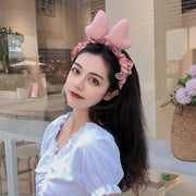 カチューシャ リボン レディース 女性 ヘアアクセサリー 髪飾り フリル 大きめリボン かわいい 単色 無地 レッド ピンク