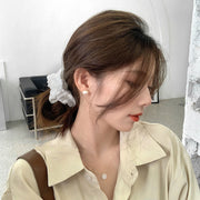 シュシュ レディース ヘアアクセサリー しわ加工 ホワイト ブラック シンプル かわいい ゆったり ガーリー ヘアアレンジ