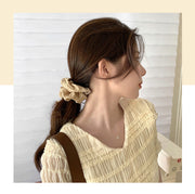 シュシュ レディース ヘアアクセサリー しわ加工 ホワイト ブラック シンプル かわいい ゆったり ガーリー ヘアアレンジ