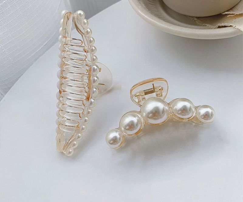 ヘアクリップ バンスクリップ ヘアアクセサリー レディース フェイクパール 上品 商品画像3
