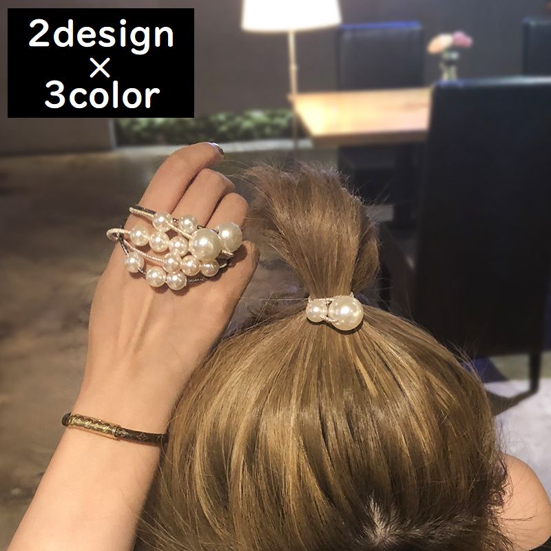 ヘアゴム 髪ゴム レディース 女性 婦人 ヘアアクセサリー 髪留め 髪飾り まとめ髪 ヘアアレンジ フェイクパール ブラック 黒 ピンク ゴールド かわいい おしゃれ きれいめ 普段使い