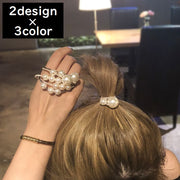 ヘアゴム 髪ゴム レディース 女性 婦人 ヘアアクセサリー 髪留め 髪飾り まとめ髪 ヘアアレンジ フェイクパール ブラック 黒 ピンク ゴールド かわいい おしゃれ きれいめ 普段使い