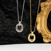 ネックレス ペンダント レディース 女性 アクセサリー ファッション雑貨 小物 アズキチェーン リング型 ラウンド型 ラインストーン シルバーカラー ゴールドカラー シンプル おしゃれ エレガント かわいい キュート フォーマル シック プレゼント ギフト
