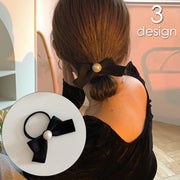 ヘアゴム 髪ゴム ヘアアクセサリー レディース 女性 リボン フェイクパール パール調 シンプル 髪留め まとめ髪 ヘアアレンジ ポニーテール お洒落 大人可愛い きれいめ お出かけ 普段使い デイリー 婦人