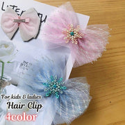 ヘアクリップ 髪留め キッズ 子供用 女の子 レディース ヘアアクセサリー リボン 雪の結晶 チュールレース メッシュ ラメ キラキラ 髪飾り ヘアアレンジ おしゃれ かわいい デイリー 普段使い 発表会 習い事 お出かけ