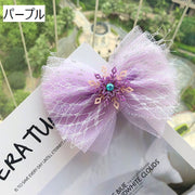 ヘアクリップ 髪留め キッズ 子供用 女の子 レディース ヘアアクセサリー リボン 雪の結晶 チュールレース メッシュ ラメ キラキラ 髪飾り ヘアアレンジ おしゃれ かわいい デイリー 普段使い 発表会 習い事 お出かけ
