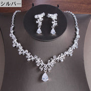 ネックレス ピアス イヤリング 2点セット レディース アクセサリー ラインストーン ウェディング ブライダルパーティー 結婚式