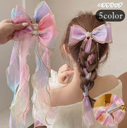 ヘアクリップ 髪留め レディース 女性 ヘアアクセサリー ファッション雑貨 ダブルリボン 編み込みリボン チェーン フェイクパール 星 スター ワニクリップ オーガンジー グラデーション カラフル ピンク ブルー ホワイト ガーリー ポップ カジュアル 夢かわ系 メルヘンチック