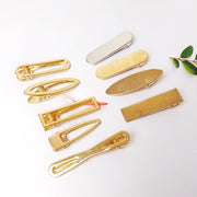 ヘアクリップ 金属パーツ 6本セット ハンドメイド クラフト DIY 手芸 材料 へアアクセサリー ヘアピン ラウンド型 楕円形 三角形 ゴールドカラー