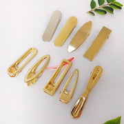 ヘアクリップ 金属パーツ 6本セット ハンドメイド クラフト DIY 手芸 材料 へアアクセサリー ヘアピン ラウンド型 楕円形 三角形 ゴールドカラー