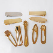 ヘアクリップ 金属パーツ 6本セット ハンドメイド クラフト DIY 手芸 材料 へアアクセサリー ヘアピン ラウンド型 楕円形 三角形 ゴールドカラー
