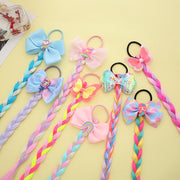 エクステ ポイントウィッグ つけ毛 キッズ ジュニア 子供用 ヘアアクセサリー ゴム付き 三つ編み かわいい カラフル おしゃれ リボン 虹 ユニコーン 人魚 アニマル