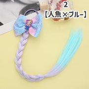 エクステ ポイントウィッグ つけ毛 キッズ ジュニア 子供用 ヘアアクセサリー ゴム付き 三つ編み かわいい カラフル おしゃれ リボン 虹 ユニコーン 人魚 アニマル