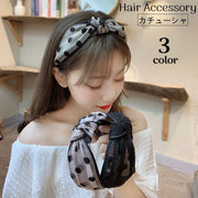 カチューシャ 幅広 レディース ヘアアクセサリー 髪飾り 髪留め ヘアアレンジ 結び目 レース メッシュ 透け感 水玉 女性用 可愛い おしゃれ 普段使い お出かけシーン