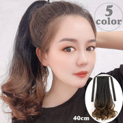 部分ウィッグ エクステ つけ髪 つけ毛 カール 巻き髪 ロング 40cm レディース 女性 ヘアアクセサリー グラデーション ワンタッチ 紐 ポニーテール イメージチェンジ カラー おしゃれ かわいい ふんわり ナチュラル ポイントウィッグ コスプレ エクステンション お出かけ イベント 青 灰 黄 茶