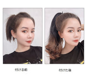 部分ウィッグ エクステ つけ髪 つけ毛 カール 巻き髪 ロング 40cm レディース 女性 ヘアアクセサリー グラデーション ワンタッチ 紐 ポニーテール イメージチェンジ カラー おしゃれ かわいい ふんわり ナチュラル ポイントウィッグ コスプレ エクステンション お出かけ イベント 青 灰 黄 茶