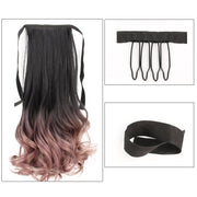 部分ウィッグ エクステ つけ髪 つけ毛 カール 巻き髪 ロング 40cm レディース 女性 ヘアアクセサリー グラデーション ワンタッチ 紐 ポニーテール イメージチェンジ カラー おしゃれ かわいい ふんわり ナチュラル ポイントウィッグ コスプレ エクステンション お出かけ イベント 青 灰 黄 茶