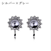 イヤリング イヤークリップ ピアス レディース 女性 アクセサリー ファッション雑貨 ラインストーン フェイクパール 花 フラワー 星 スター シルバーカラー ホワイト シンプル かわいい キュート フェミニン フォーマル プレゼント ギフト