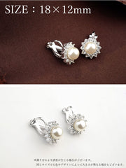 イヤリング イヤークリップ ピアス レディース 女性 アクセサリー ファッション雑貨 ラインストーン フェイクパール 花 フラワー 星 スター シルバーカラー ホワイト シンプル かわいい キュート フェミニン フォーマル プレゼント ギフト